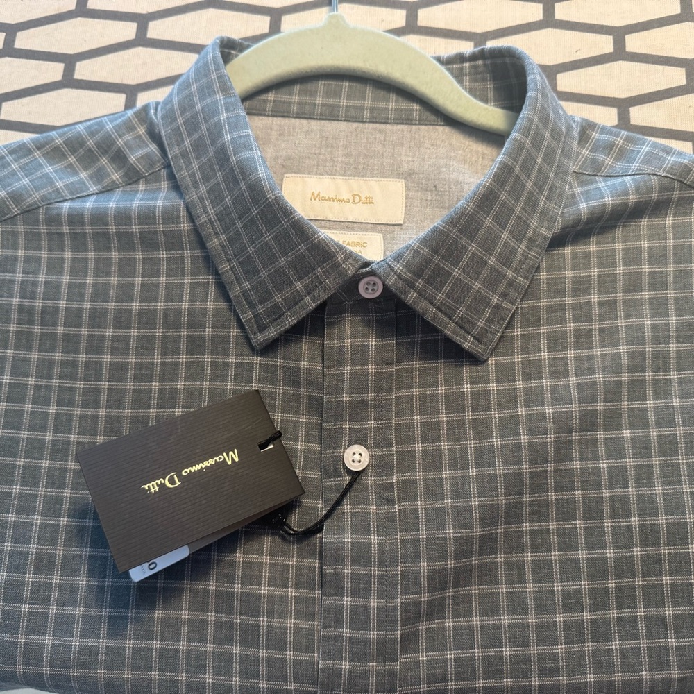 Massimo Dutti Grey Windowpane Button-Down Shirt - image 11